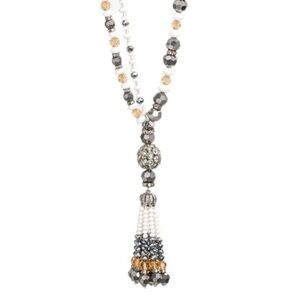 Marisa K Crystal Lariat Chandelier Bone Crystals Long Beaded Strand Tassel State